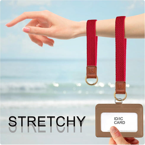 Stretchy Key Chain, Cute Keychain Wristlet, Upgraded Woven Wrist Lanyard for Keys, Key Chains for Women Men Car Keys ID Badges Card Wallet Phone(R...