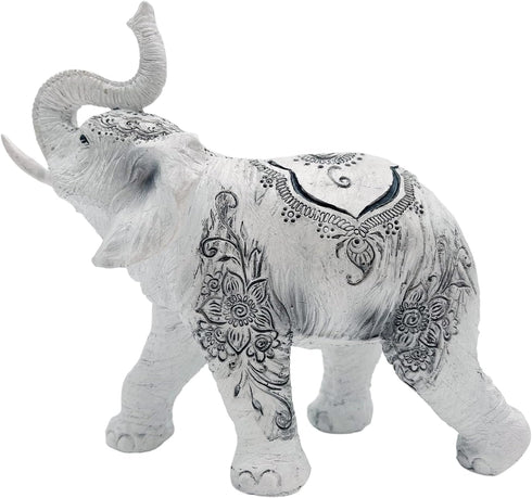 George S. Chen Imports Thai Collectible Statue Figurine Decoration (Trunk up-Thai Elephant, 88246white)...