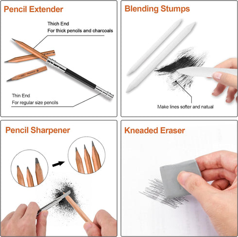 YunQiDeer Drawing Pencils, Art Supplies Sketch Pencils Kit for Kids Adults, Professional Charcoal Sketching Graphite Art Pencils Set...