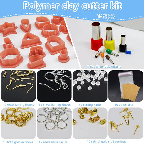 MEMOVAN Polymer Clay Cutter Set 24 Shapes Clay Earring Cutters with Earring Tool Accessories for for Polymer Clay Earring Jewelry Making Supplies...