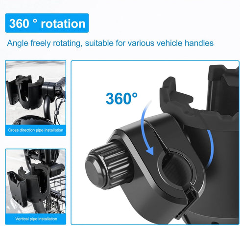 Stroller Cup Holder with Phone Holder, Cup Holder for Uppababy Stroller,Adjustable 2-in-1 Universal Cup Phone Holder for Stroller, Walker, Motorcy...