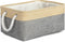 TheWarmHome Decorative Basket Rectangular Fabric Storage Bin Organizer Basket with Handles for Clothes Storage (Gold&Grey, Medium-1Pack,13.8L*9.8W...