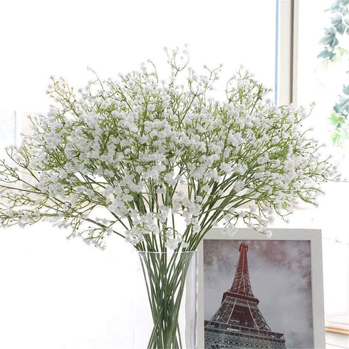 Artificial Flowers 9Pcs 21" Baby Breath/Gypsophila Fake Silk Plants Wedding Party Decoration Real Touch Flowers DIY Home Garden, White...