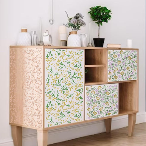 Large Flower Stencils for Painting on Wood Wall Reusable 16.5inch Floral Leaf Stencils for Crafts Canvas Furniture Wall Drawing Card Making Patter...
