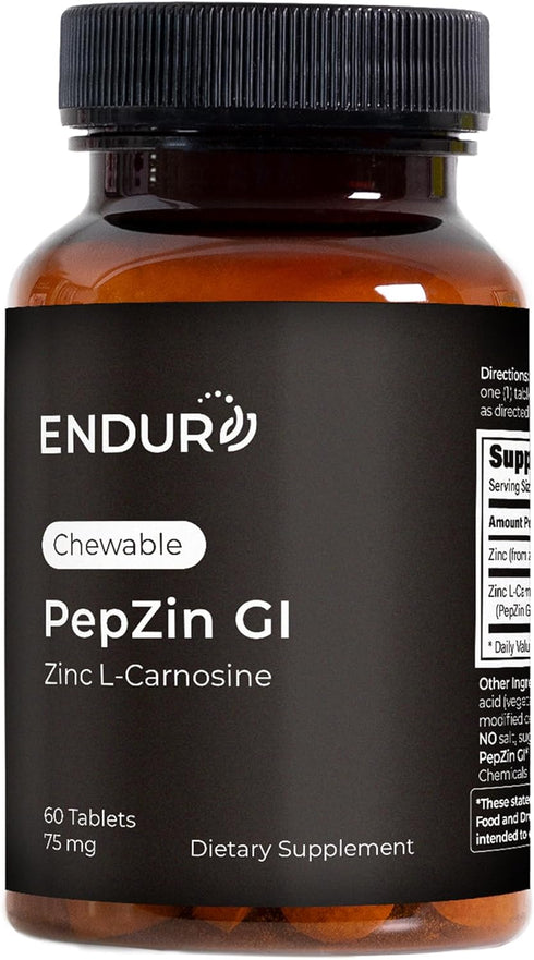 Endur PepZinGI ZINC-CARNOSINE Chewables, Helps Support Your Digestive System for Comfortable Digesting, Gluten Free, 60 Tablets...