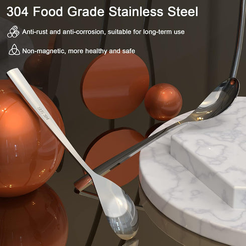 Coffee Spoons,2-Piece GLAMFIELDS Teaspoons with a Long Handle, 6"Demitasse Espresso Spoons Set Food Grade Stainless Steel Small Serving Spoons for...