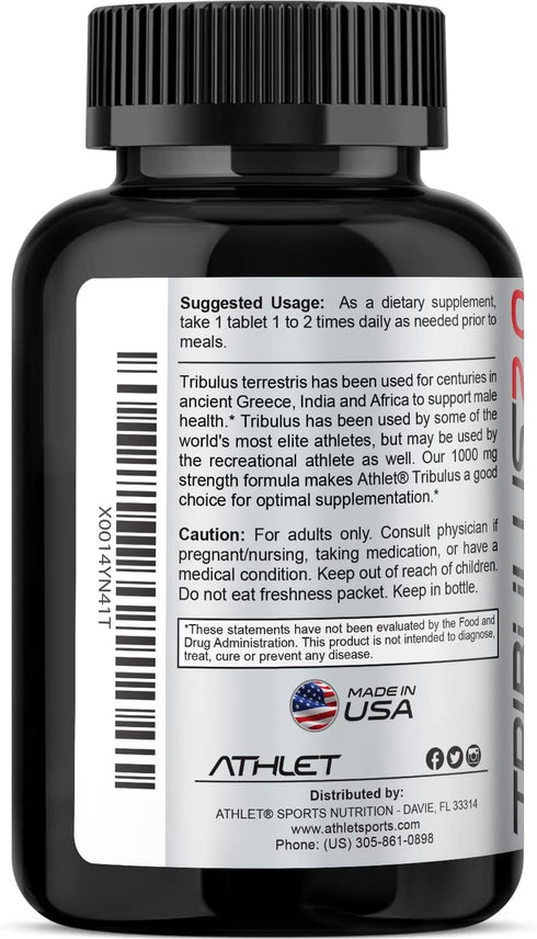 Tribulus Terrestris 1000 mg 180 Tablets - Supports Muscle Strength Stamina Vitality Energy Endurance...