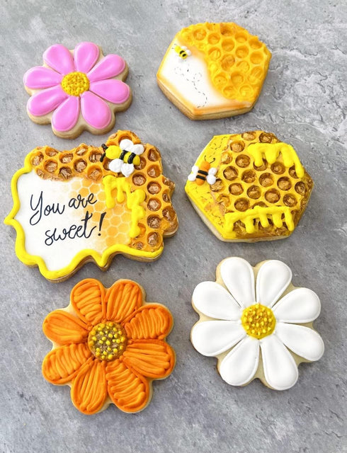 Bee Cookie Cutters 7-Pc. Set Made in the USA by Ann Clark, Cute Bee, Small Flower, Honey Pot, Beehive, Honeycomb and more...