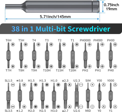 39 in 1 Precision Screwdriver Set, Mini Screwdriver Set with 38 pcs Tough S2 Alloy Steel Bits, Manual Pen Shape Small Screwdriver, Phillips, Slott...