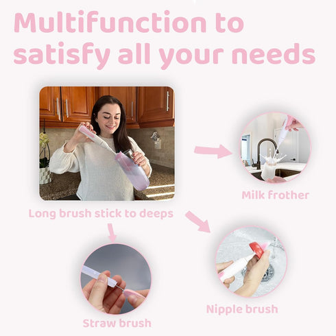 Electric Travel Baby Bottle Brush Set, Electric Bottle Brush Cleaner, Silicone Bottle, Nipple and Straw Brush, Stirring Disperser, Drainage Rack, ...