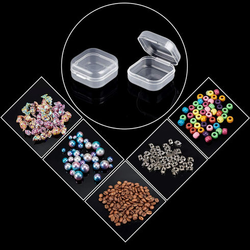 SATINIOR 12 Pack Clear Plastic Beads Storage Containers Box with Hinged Lid for Beads and More (1.38 x 1.38 x 0.71 Inch)...