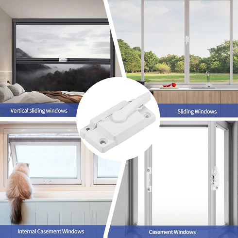 Window Sash Locks, 4 Pack Window Latches Replacement Sash Locks White Screw Hole Spacing 21mm/0.8in Fits Vinyl Single or Double and Vertical or Ho...
