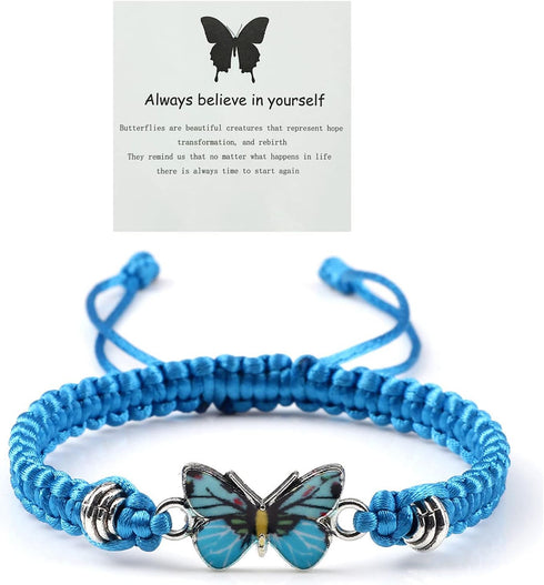 Always believe in yourself Butterfly Bracelet,Adjustable Hand Woven Bracelets for Women,Cute Butterfly Charm Bracelets Matching Bracelet Friendshi...