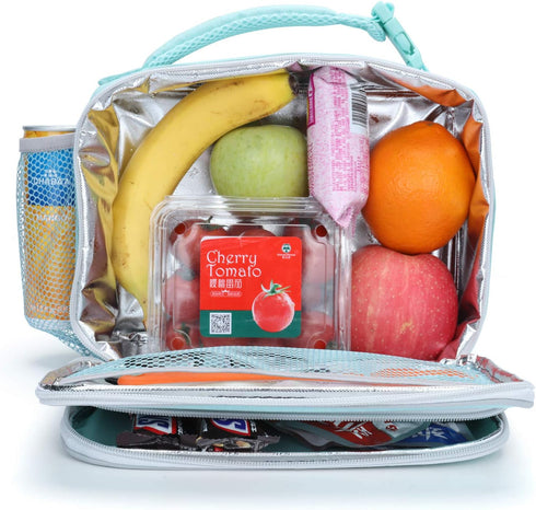 Amersun Lunch Box for Women, Light Blue, Water-Resistant, Oxford Fabric, Padded Liner, 2 Pockets, 6.58L Capacity, Stylish, School, Work, Picnic, T...