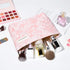 2 Pieces Embossed Pink Flower Makeup Bag Large Floral Cosmetic Bag Capacity Canvas Travel Toiletry Bag Organizer Cute Makeup Brushes Aesthetic Acc...