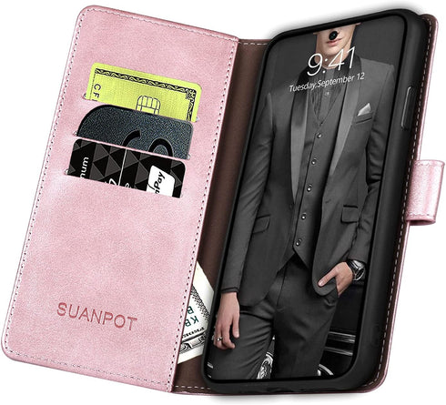 SUANPOT for Samsung Galaxy A52 4G& 5G Wallet case with RFID Credit Card Holder PU Leather Flip Folio Book Phone case Shockproof Cover for Women Me...