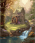Tucocoo DIY Paint by Number for Adults, Green Forest Digital Oil Painting Kits on Canvas with Brushes and Acrylic Pigment Cabin Waterwheel Waterfa...