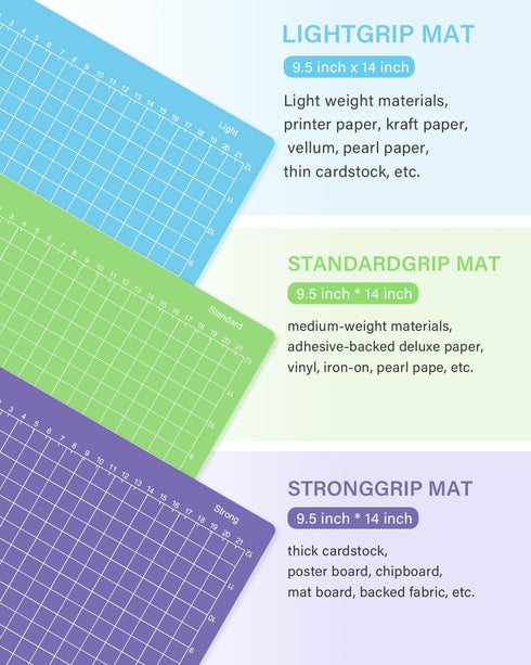 Gwybkq Cutting Mat 8.5x12in for Cricut Joy Xtra 6 Pack Reusable Sticky (Light, Standard, Strong) Grip Cricket Cut Mats Replacement Durable Adhesiv...
