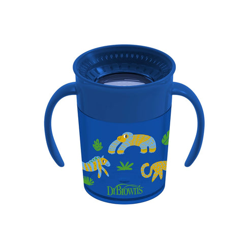Dr. Brown’s Milestones™ Cheers360™ Training Sippy Cups with Handles for Babies and Toddlers, BPA Free, Blue Animal Deco, 7oz, 6m+...
