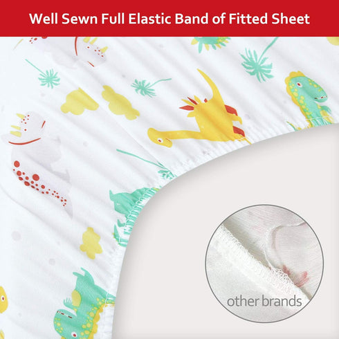 Dinosaur Crib Sheet for Boys Girls, Baby Crib Sheet Fit for Standard Crib and Toddler Mattress, Soft and Breathable Microfiber Crib Fitted Sheet f...