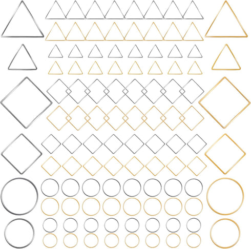 PAGOW 96Pcs Beading Hoops for Jewelry Making, Hypoallergenic Teardrop Square Round Triangular Earrings Beading Hoop Bulk for DIY Crafts Accessorie...