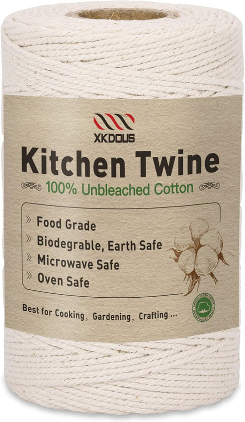 XKDOUS 476ft Butchers Cooking Twine, 100% Cotton Kitchen Twine String, 2mm Cotton Twine for Roasting, Trussing Poultry, Baking & Crafting...