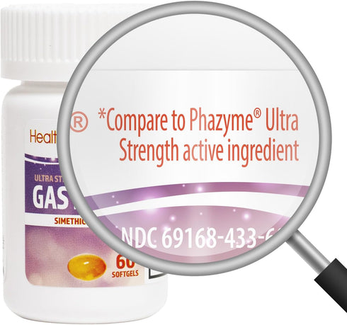 HealthA2Z® Gas Relief Simethicone 180mg | Ultra Strength | Relieves from Stomach Discomfort and Gas | Anti Flatulence | Relieves Gas Fast (60 Coun...