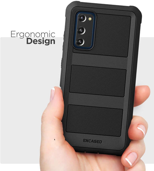 ENCASED Falcon Armor for Samsung Galaxy S20 FE Case, Protective Heavy Duty Full Body Phone Case (Black)...
