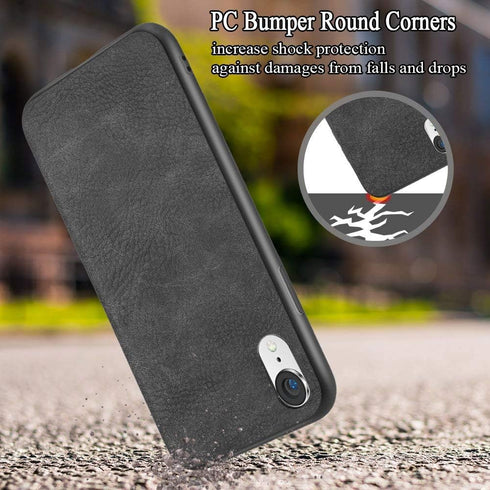 SALAWAT Compatible with iPhone Xr Case, Slim PU Leather Vintage Shockproof Phone Case Cover Lightweight Premium Soft TPU Bumper Hard PC Hybrid Pro...