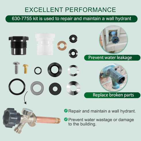 630-7755 Wall Hydrant Repair Kit Compatible With Mansfield Style 300, 400, 500 Series & for Prier 300, 400, and 408 Hydrants...