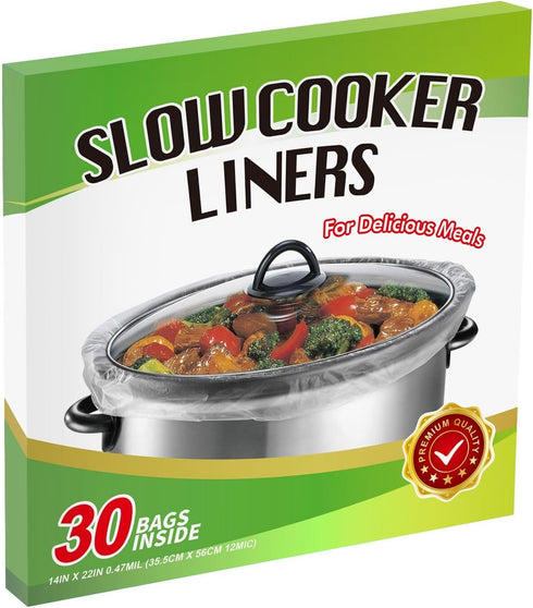 30×Slow Cooker Liners and Cooking Bags, Extra Large Cooking Liner Disposable Pot Bags, Fit 6QT to 10QT for Slow Cooker, Oval & Round Pot 14"x 22" ...
