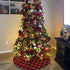 Christmas Tree Skirt Red Black Buffalo Plaid Tree Skirt Small 24 inch Cotton Linen Fabric for Fall Farmhouse Thanksgiving Xmas Holiday Check Tree ...