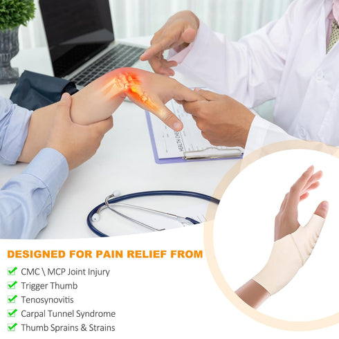 Thumb Brace Left Hand for Arthritis, Tendonitis, Repetitive Strain, Sprains, Carpal Tunnel - Ultrathin Thumb Support Wrap for Women and Men - Trig...
