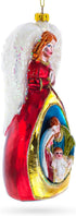 Angel Above Nativity Scene Blown Glass Christmas Ornament...