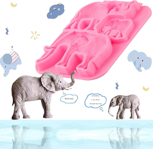 Elephant Cake Decoration Fondant Molds, Cute Silicone Mold Baby Elephant, for Kitchen Baking, Chocolate, Cookies, Butter, Marzipan, Flower Paste, ...