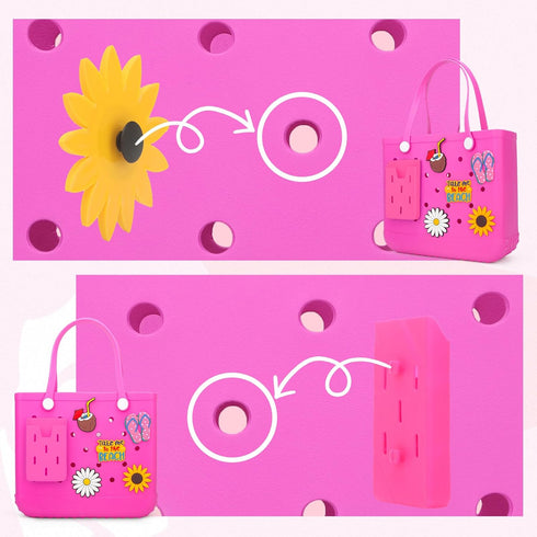 Silicone Phone Holder Compatible with Bogg Bag,Universal Soft Silicone Charm Insert Accessories Set for Bogg Beach Bags, for Most iPhone and Andro...