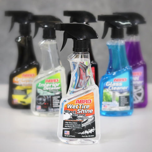 ABRO Black Xtreme Wet Tire Shine, 16 oz., Tire Dressing for Deep Glossy Finish for Protection and Conditioning, Long-Lasting Tire Shine Spray, Fig...