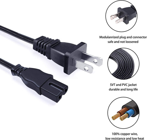 8FT Polarized Power Cord for Brother CS8000 CS8060 CS8072 XR1300 XR1355 XR-4040 XR-7700 Nouvelle 1500S NV4000D XR-9000 XR-9500PRW 845 BC-1000 CE40...