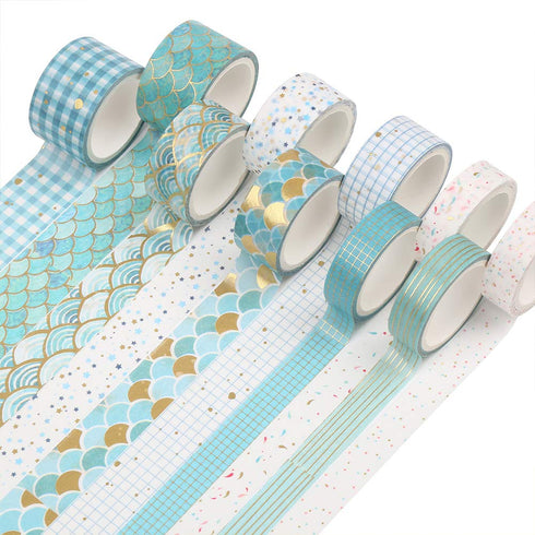 CCINEE 10 Rolls Washi Tape Set,Gold Foil Decorative Masking Tapes for Bullet Journal Planner Scrapbooking Craft Supply...