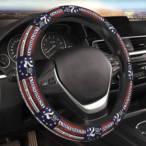2nd American Flag Steering Wheel Cover - Universal Elastic Stretch Steering Wheel Covers Fits Most Vehicles...