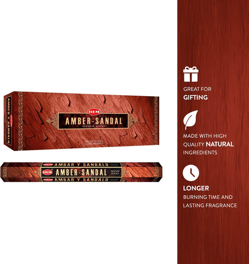 Amber - Box of Six 20 Gram Tubes - HEM Incense...