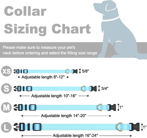 Dog Collar, Adjustable Blue Dog Collar for Small Dogs, Cute Puppy Collar for Boy and Girl Dogs, Classic Heavy Duty Pet Collars with Quick Release ...