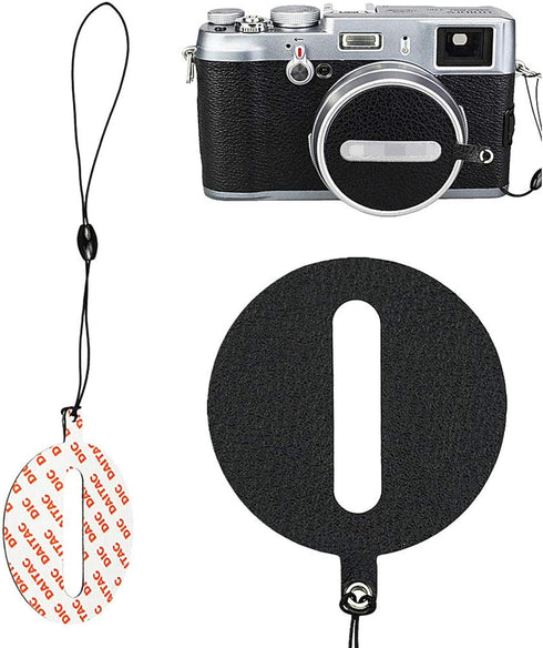 JJC Deluxe Nappa Leather Lens Cap Keeper Sticker with String for Fujifilm Fuji X100VI X100V X100F X100T X100S X100 Lens Cap Anti-lost...