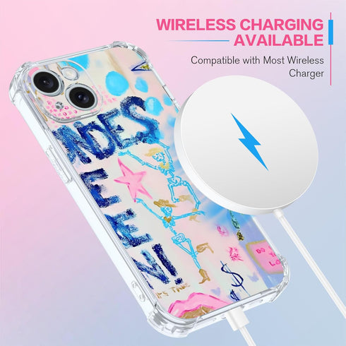 Preppy Art Phone Case Fit for iPhone 15 Plus — Wireless Charging Shockproof Clear Blondes Have More Fun Phone Cover Gift for Boy Girl Men Women...