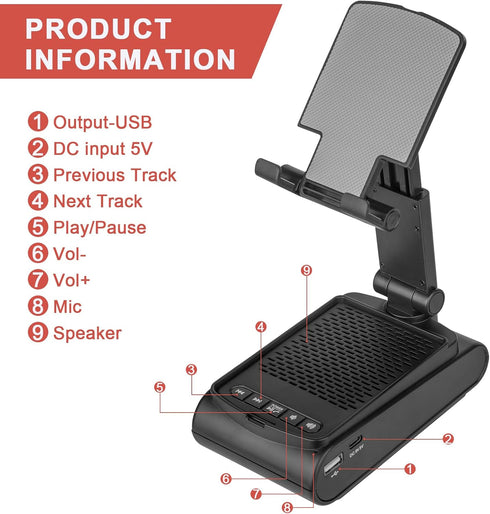 Gifts for Men,Cell Phone Stand with Wireless Bluetooth Speaker HD Surround Sound for Home and Outdoors with Bluetooth Speaker for Desk Compatible ...