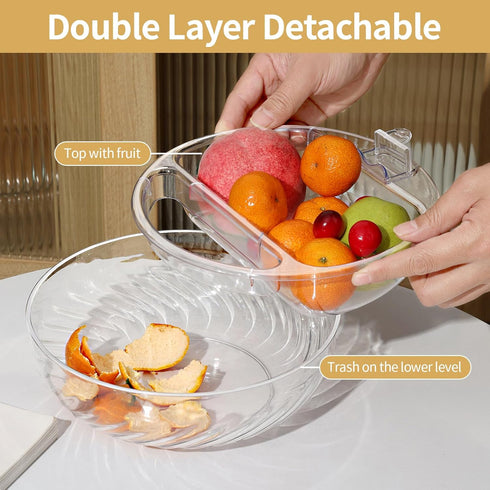 YENXIKU Double-Layer Snack Plate with Shell Storage – Multifunctional Nut Bowl with Built-in Phone Holder, Pistachio Bowl,Perfect for Entertaining...