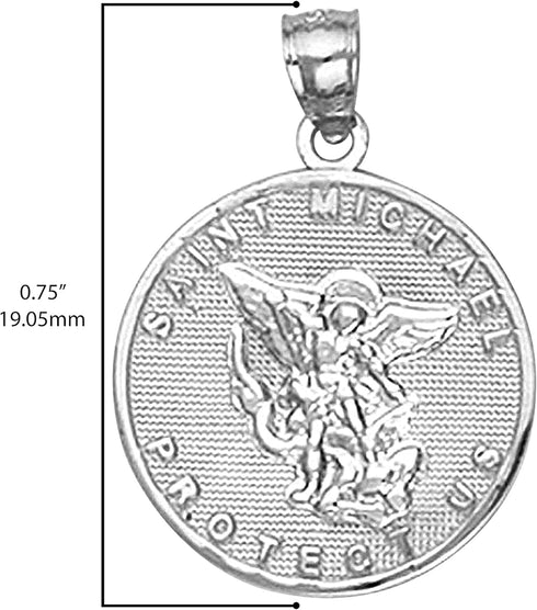.925 Sterling Silver Saint Michael Charm Medal Pendant...