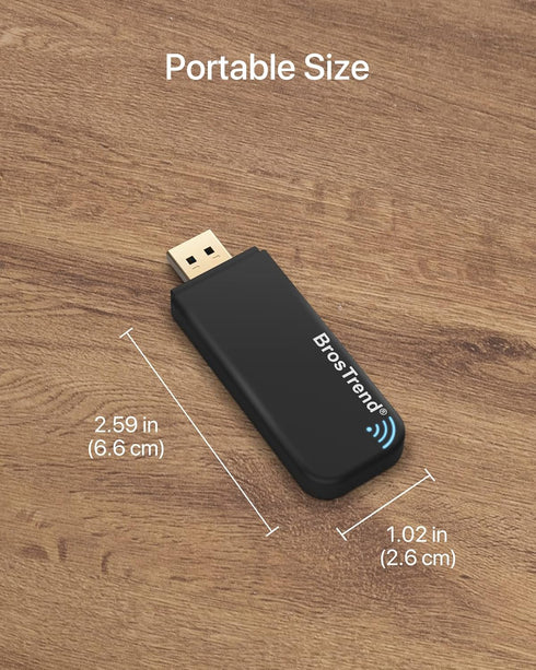 BrosTrend 1200Mbps USB WiFi Network Adapter for Laptop, Desktop PC of Windows 11/10/8/7, USB 3.0, Wireless Adaptador AC1200 Dual Band 5GHz/2.4GHz...