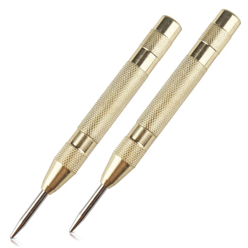 2Pcs Automatic Center Punch, 5'' Premium Spring Loaded Center Punch, Adjustable Spring Loaded Center Hole Punch, Heavy Duty Steel Automatic Center...