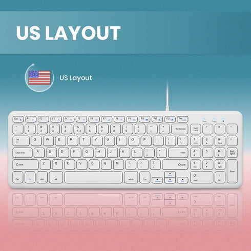 Perixx PERIBOARD-213W Wired Quiet USB Scissor Keyboard - 14.45x4.76x0.70 Inches - Compact Design with Number Pad - White - US English (PERIBOARD-2...